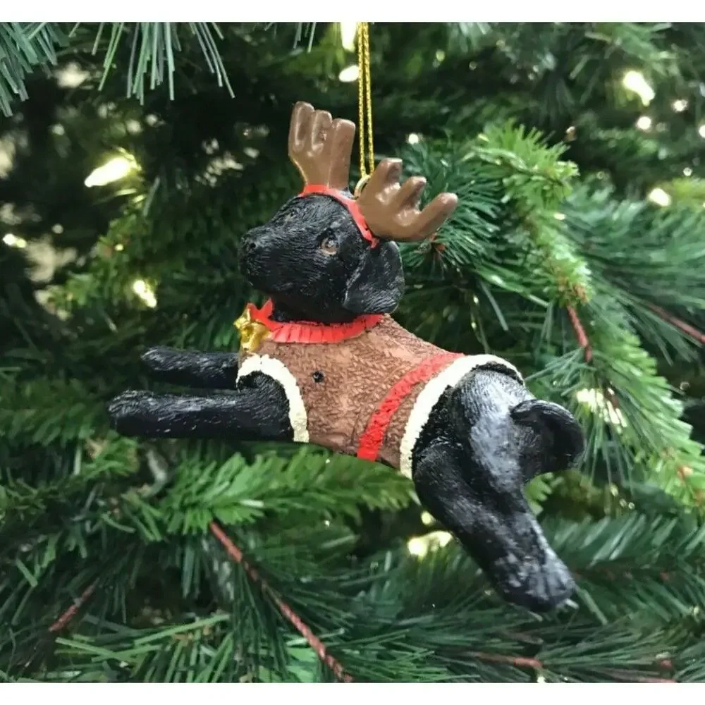 Black Labrador Dog Christmas Sweater Antlers‎ Christmas Tree Ornament-NWT - Picture 2 of 5